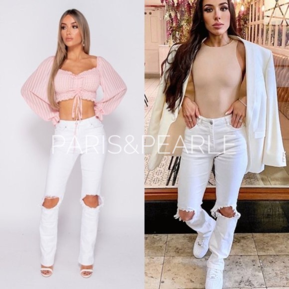 Kaylene White Relaxed Fit High Rise Jeans